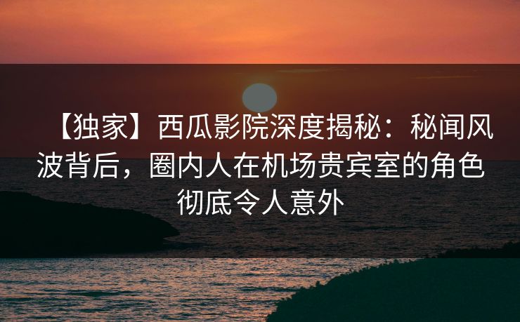 【独家】西瓜影院深度揭秘：秘闻风波背后，圈内人在机场贵宾室的角色彻底令人意外