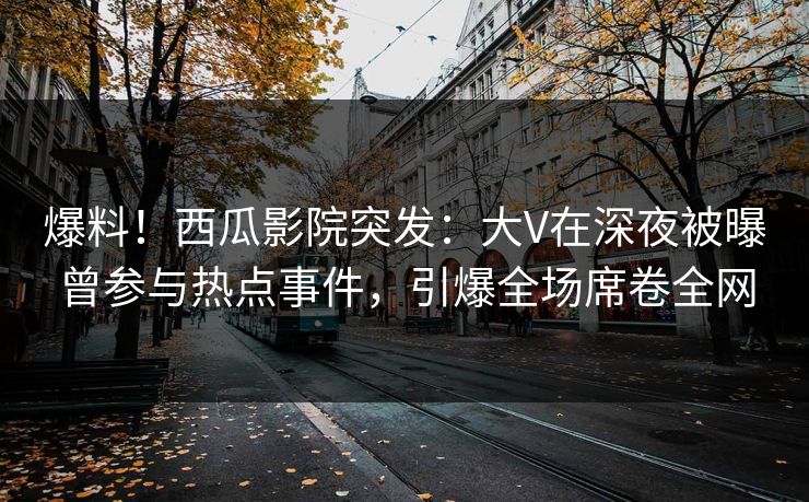 爆料！西瓜影院突发：大V在深夜被曝曾参与热点事件，引爆全场席卷全网